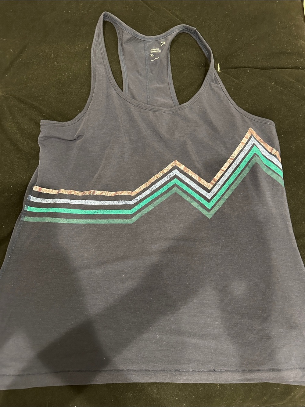 GAP Navy Racerback Tank with Teal & Metallic Stripe Chevron